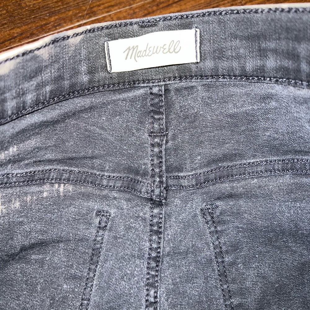 Madewell Black High Rise Trendy Grunge Skinny Jeans White Stripe Pattern Size 26 - Picture 10 of 12